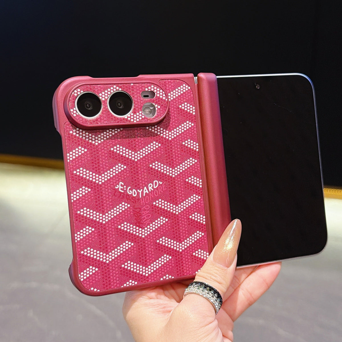 Goyard Chevron iPhone Duo Case – Color Edit in Burgundy finish