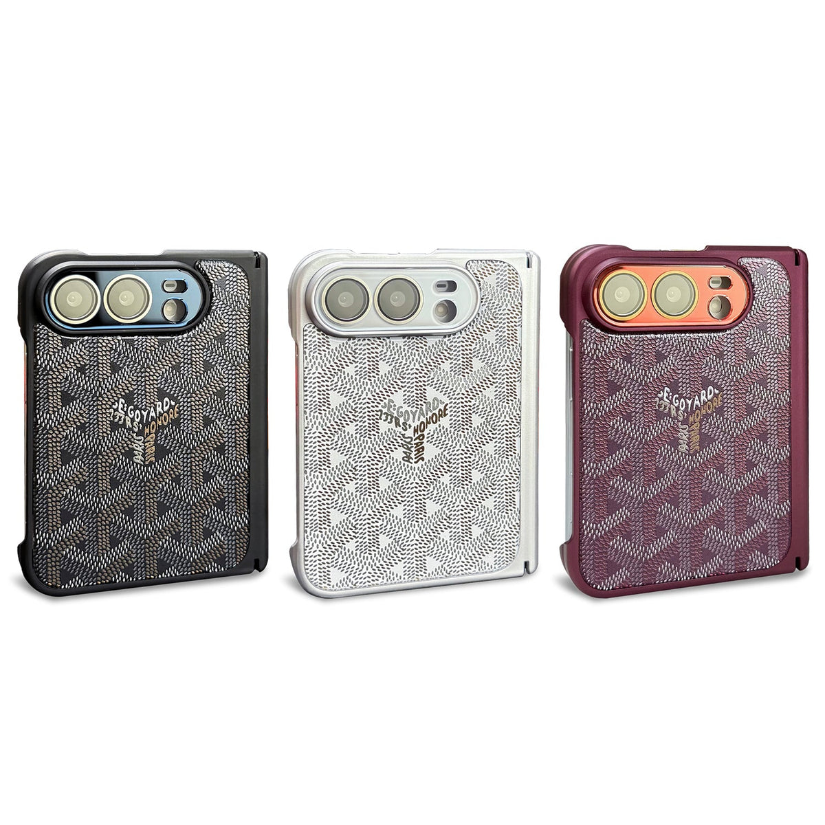 Goyard Chevron iPhone Duo Case in pattern and finish overview