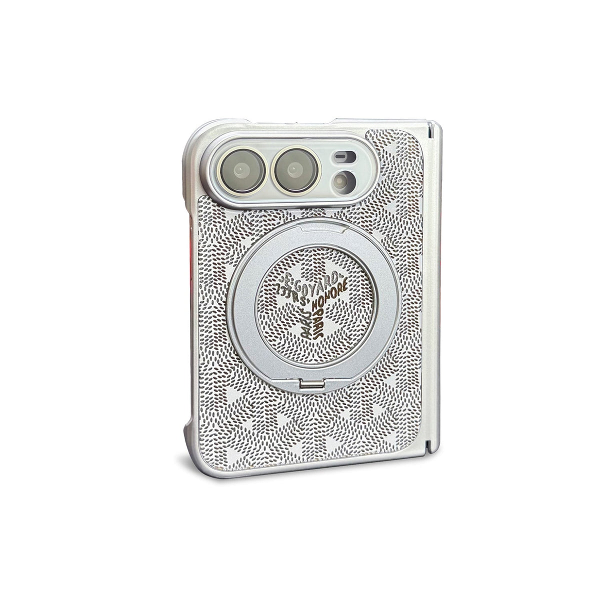 Goyard Chevron iPhone Duo Case with Ring Stand in White finish