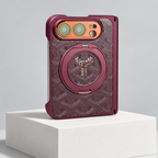 Goyard Chevron Ring-Stand iPhone Duo Case in Burgundy — studio view