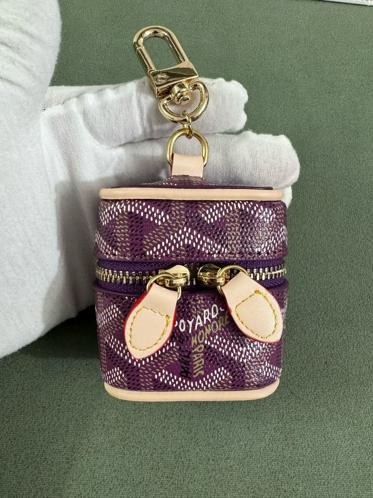 Goyard Chevron Zip Earbud Pouch with Clip in Purple finish