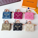 Louis Vuitton Denim Monogram Mini Tote Bag Charm in pattern and finish overview