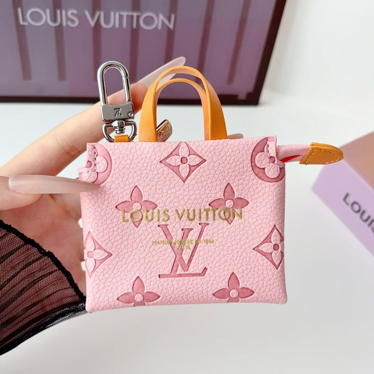Louis Vuitton Denim Monogram Mini Tote Bag Charm in gallery detail