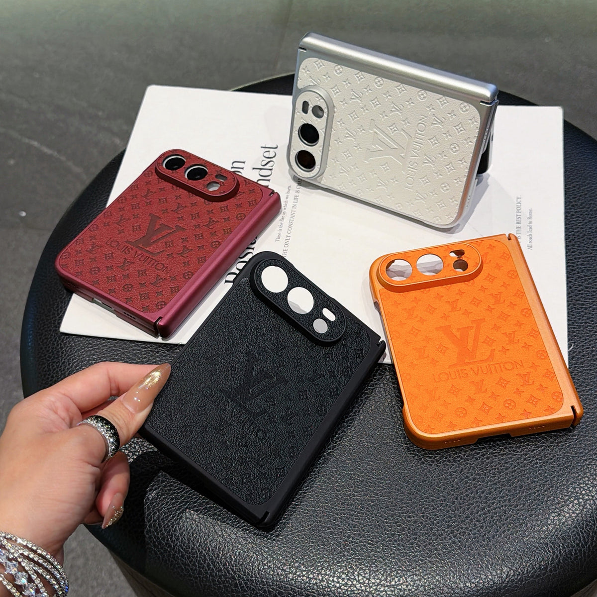 Louis Vuitton Embossed Monogram iPhone Duo Case in pattern and finish overview