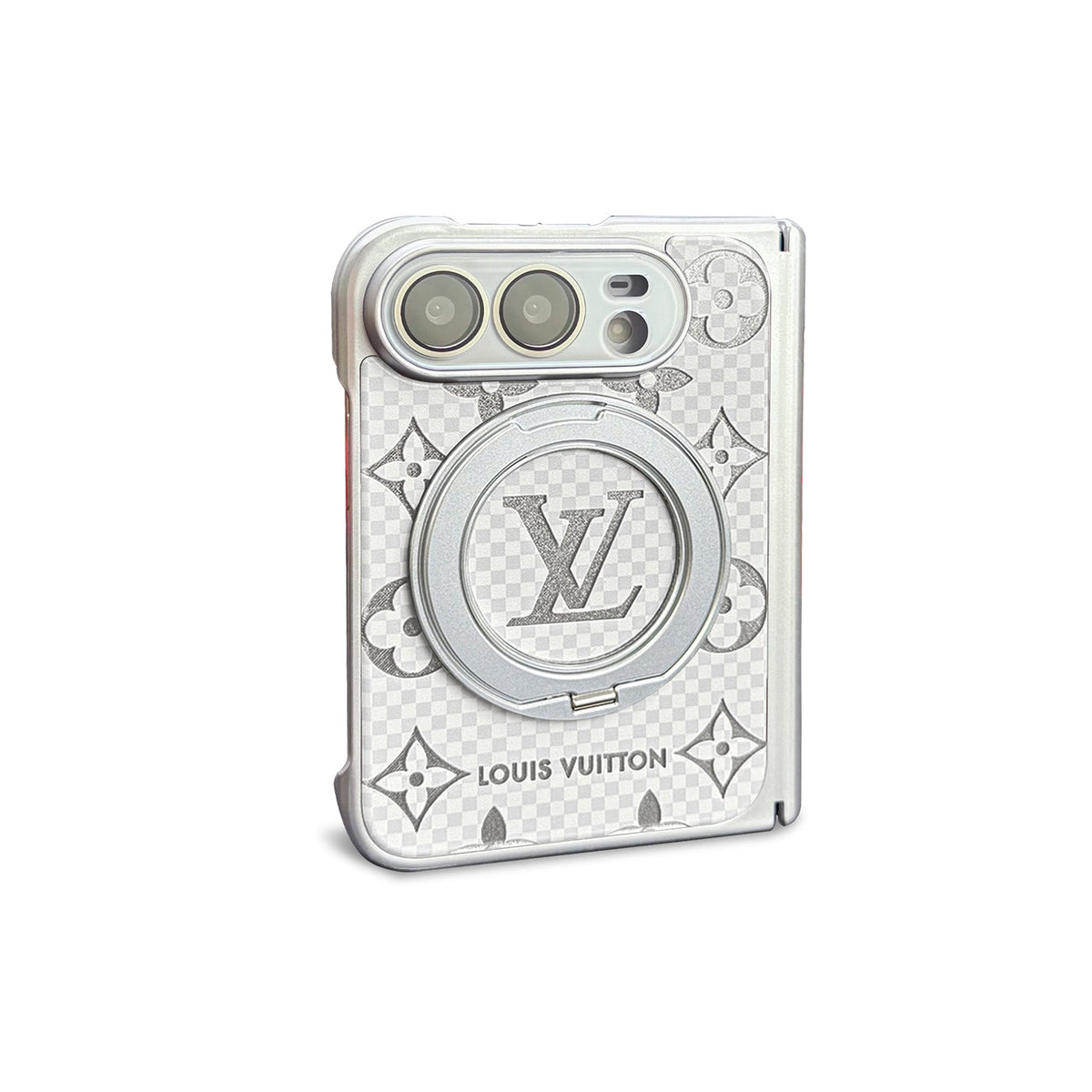 Louis Vuitton Monogram Check iPhone Duo Case with Ring Stand in White finish