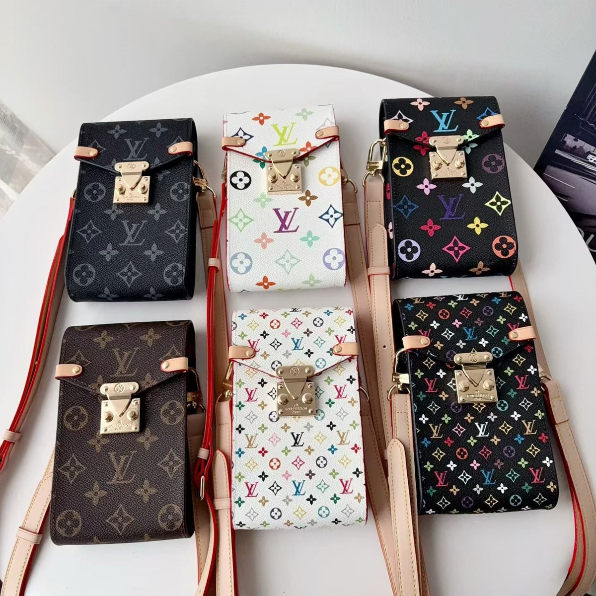 Louis Vuitton Monogram Crossbody Phone Pouch in pattern and finish overview