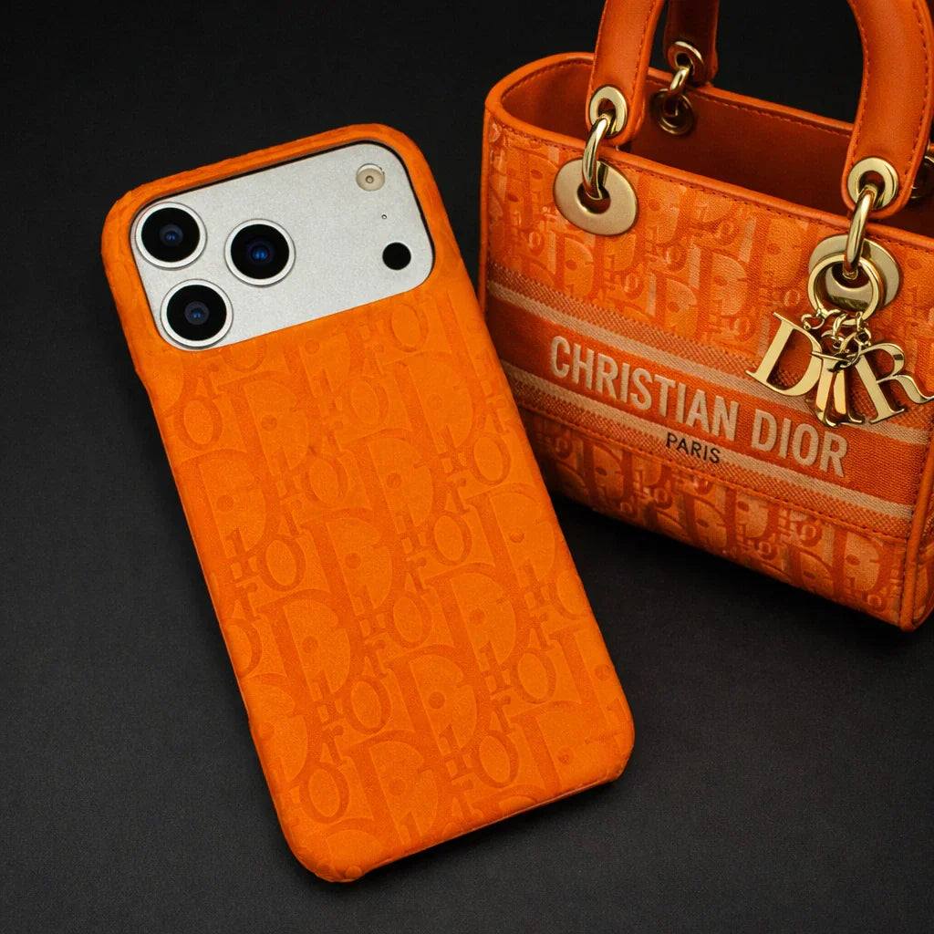 Oblique Dior iPhone 17 Pro Max Case – Orange Luxury Dior iPhone Case