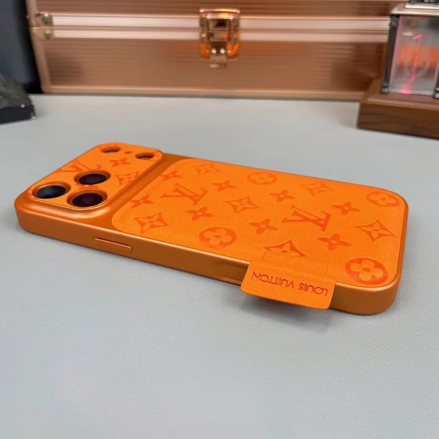 Louis Vuitton iPhone 17 Pro Max Case – Luxury Designer Leather Cover – Orange