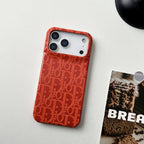 Dior iPhone 17 Pro Max leather case in orange