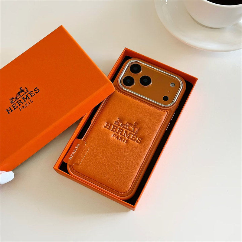 orange Hermès iPhone 17 Pro Max leather case