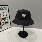 Prada bucket hat in black, navy, white and khaki — product view 5
