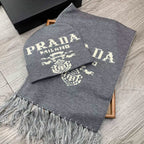 Prada Cashmere Monogram Jacquard Tassel Scarf Hat Set for Women – product image 13