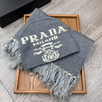 Prada Cashmere Monogram Jacquard Tassel Scarf Hat Set for Women – product image 14