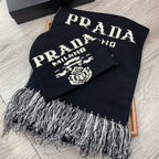 Prada Cashmere Monogram Jacquard Tassel Scarf Hat Set for Women – product image 7