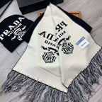 Prada Cashmere Monogram Jacquard Tassel Scarf Hat Set for Women – product image 9