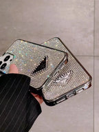 Crystal Prada iPhone 17 Pro Max Case – Luxury Rhinestone Prada Phone Case Blue