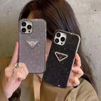Crystal Prada iPhone 17 Pro Max Case – Luxury Rhinestone Prada Phone Case Blue