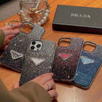 Crystal Prada iPhone 17 Pro Max Case – Luxury Rhinestone Prada Phone Case Blue