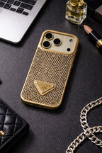 Crystal Black iPhone 17 Pro Max Case – Quilted Luxury Rhinestone Designer-Style Cover