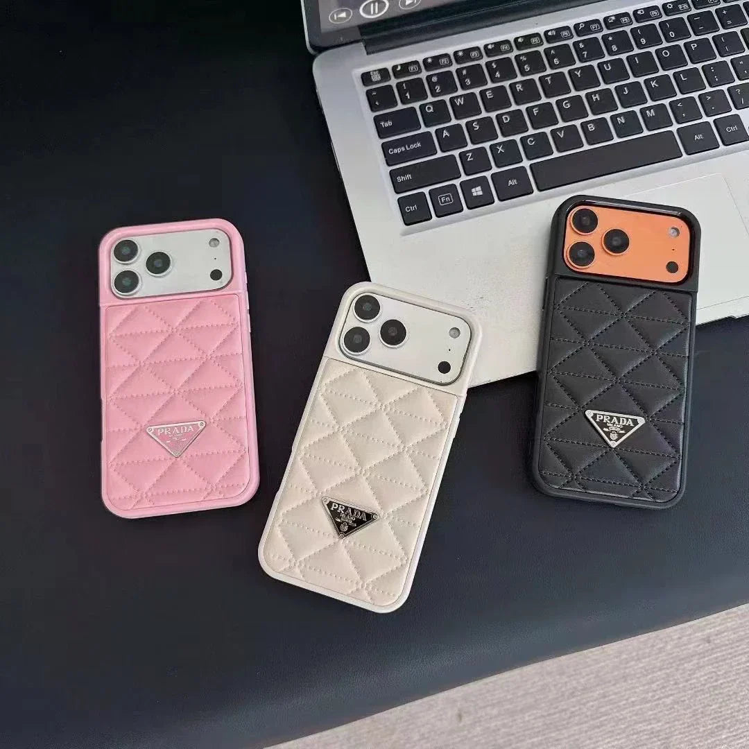 Prada iPhone 17 Pro Max / iPhone 17 Pro Case – Luxury Designer Leather Case Pink
