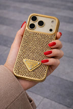 Crystal Black iPhone 18 Pro Case – Quilted Luxury Rhinestone Designer-Style Cover