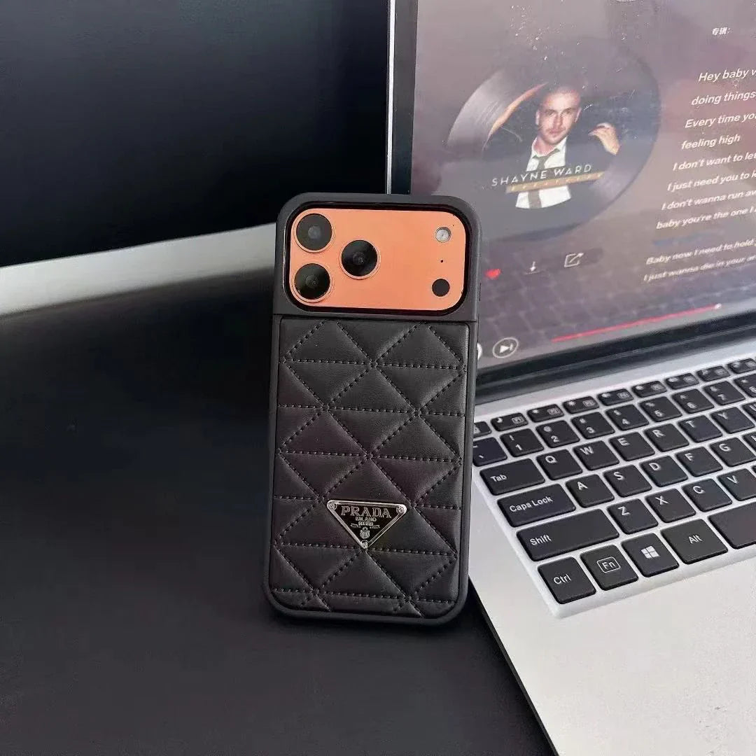 Prada iPhone 17 Pro Max / iPhone 17 Pro Case – Luxury Designer Leather Case Pink