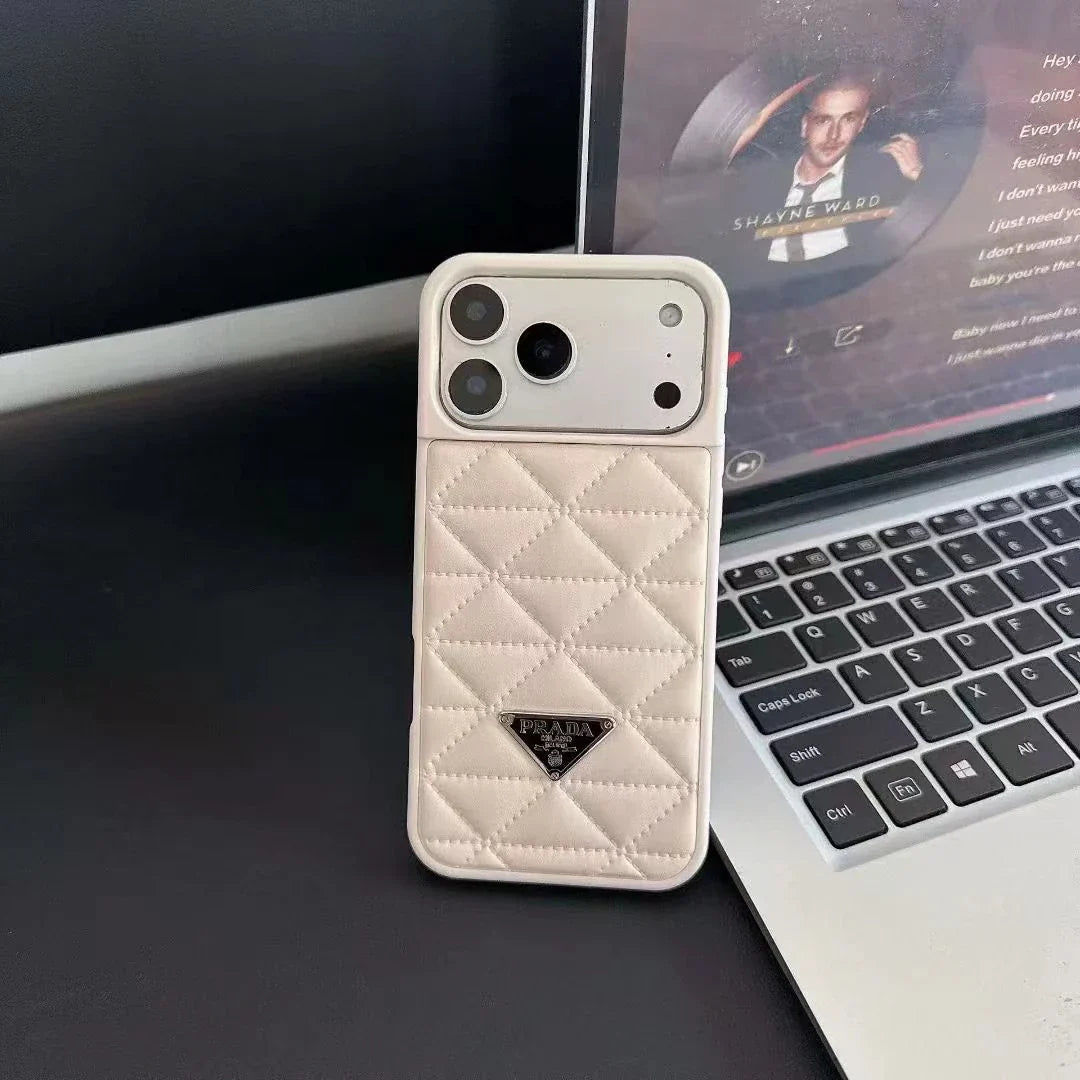 Prada iPhone 17 Pro Max / iPhone 17 Pro Case – Luxury Designer Leather Case Black