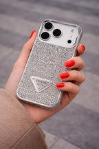 Crystal Orange iPhone 17 Pro Max Case – Quilted Luxury Rhinestone Designer-Style Cover