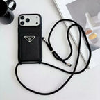 Prada iPhone 18 Pro Max Case with Strap & Card Holder – Luxury Designer Crossbody Phone Case