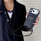Prada iPhone 17 Pro Max Case with Strap & Card Holder – Luxury Designer Crossbody Phone Case