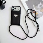 Prada iPhone 18 Pro Max Case with Strap & Card Holder – Luxury Designer Crossbody Phone Case