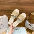 Prada Letter Embroidery Flat Slippers – slippers product image 11