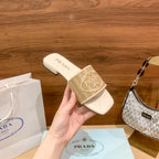 Prada Letter Embroidery Flat Slippers – slippers product image 13