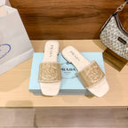Prada Letter Embroidery Flat Slippers – slippers product image 2