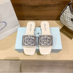 Prada Letter Embroidery Flat Slippers – slippers product image 3