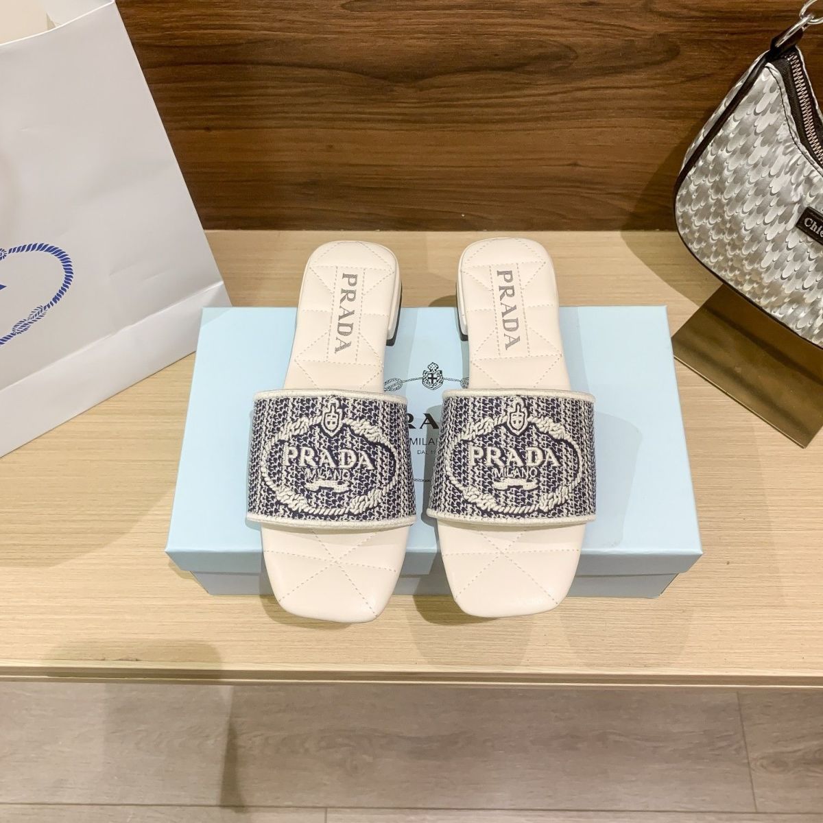 Prada Letter Embroidery Flat Slippers – slippers product image 7