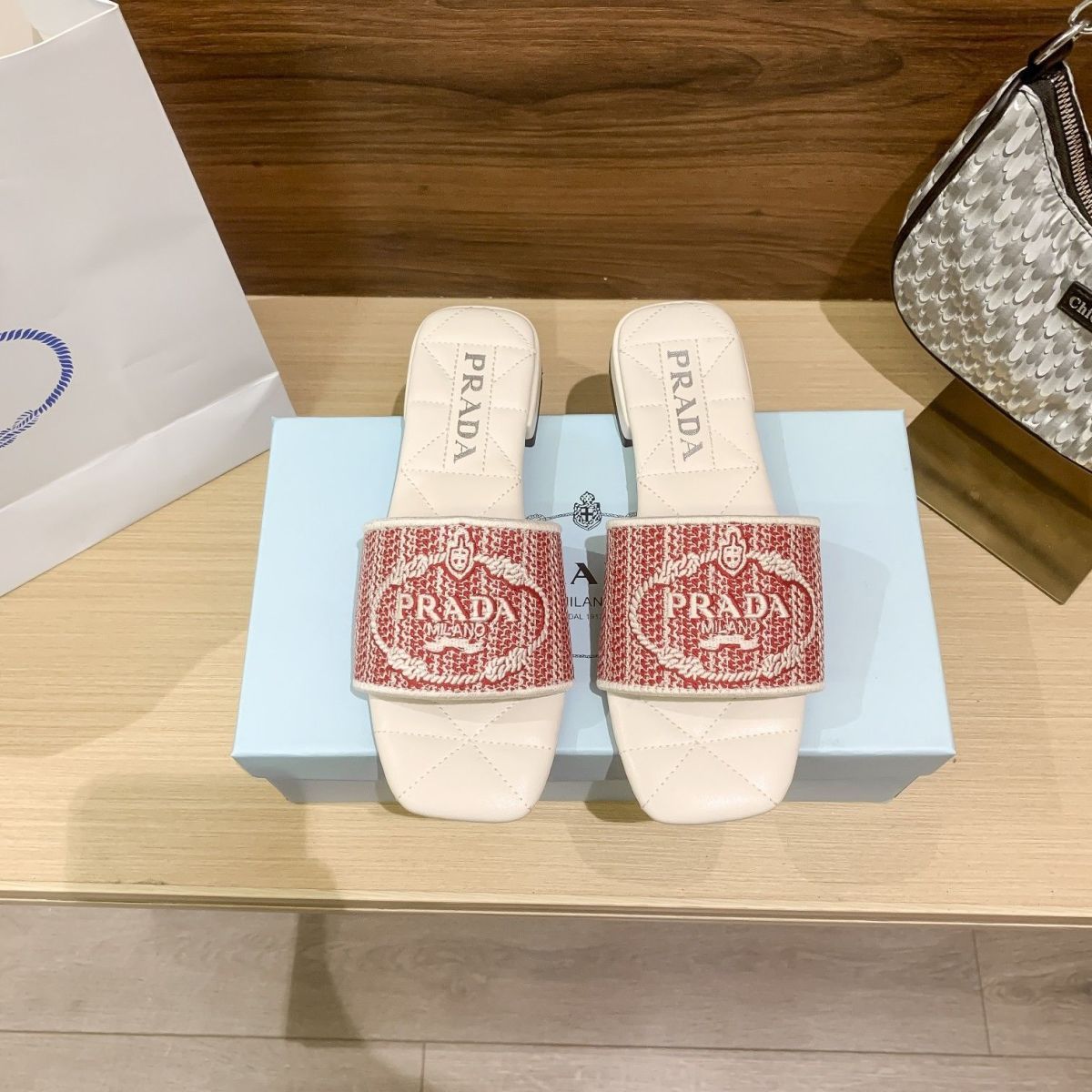 Prada Letter Embroidery Flat Slippers – slippers product image 8