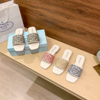 Prada Letter Embroidery Flat Slippers – slippers product image 9