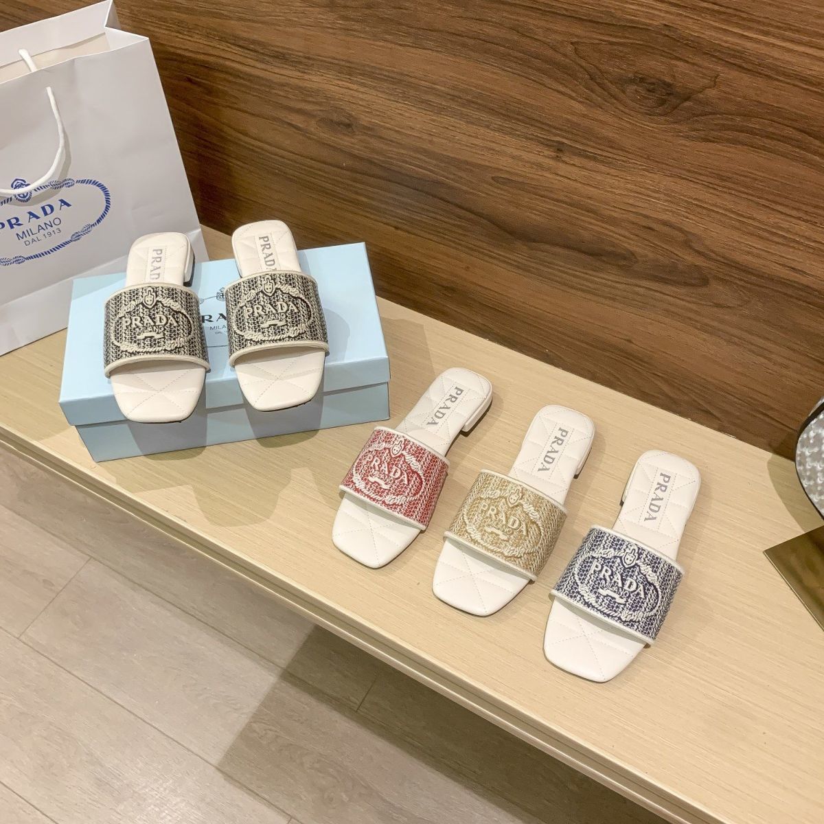 Prada Letter Embroidery Flat Slippers – slippers product image 9