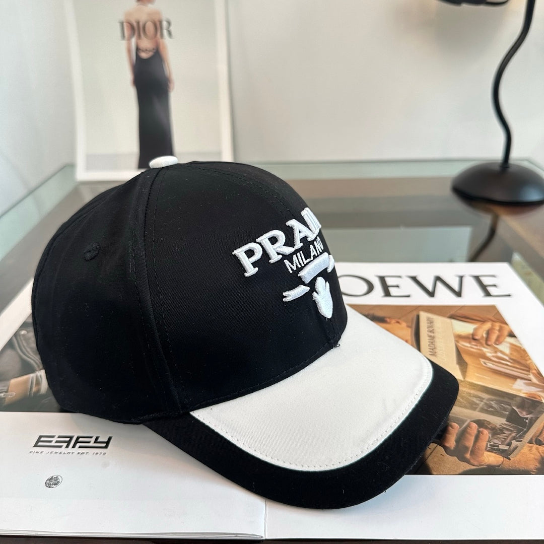 Prada Milano baseball cap in black and white — high-resolution view 1