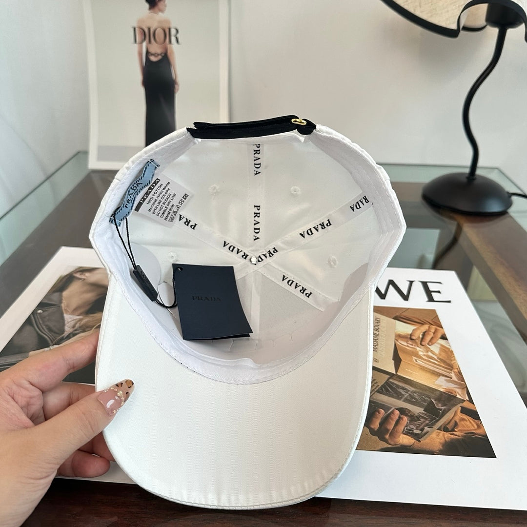 Prada Milano baseball cap in black and white — high-resolution view 10