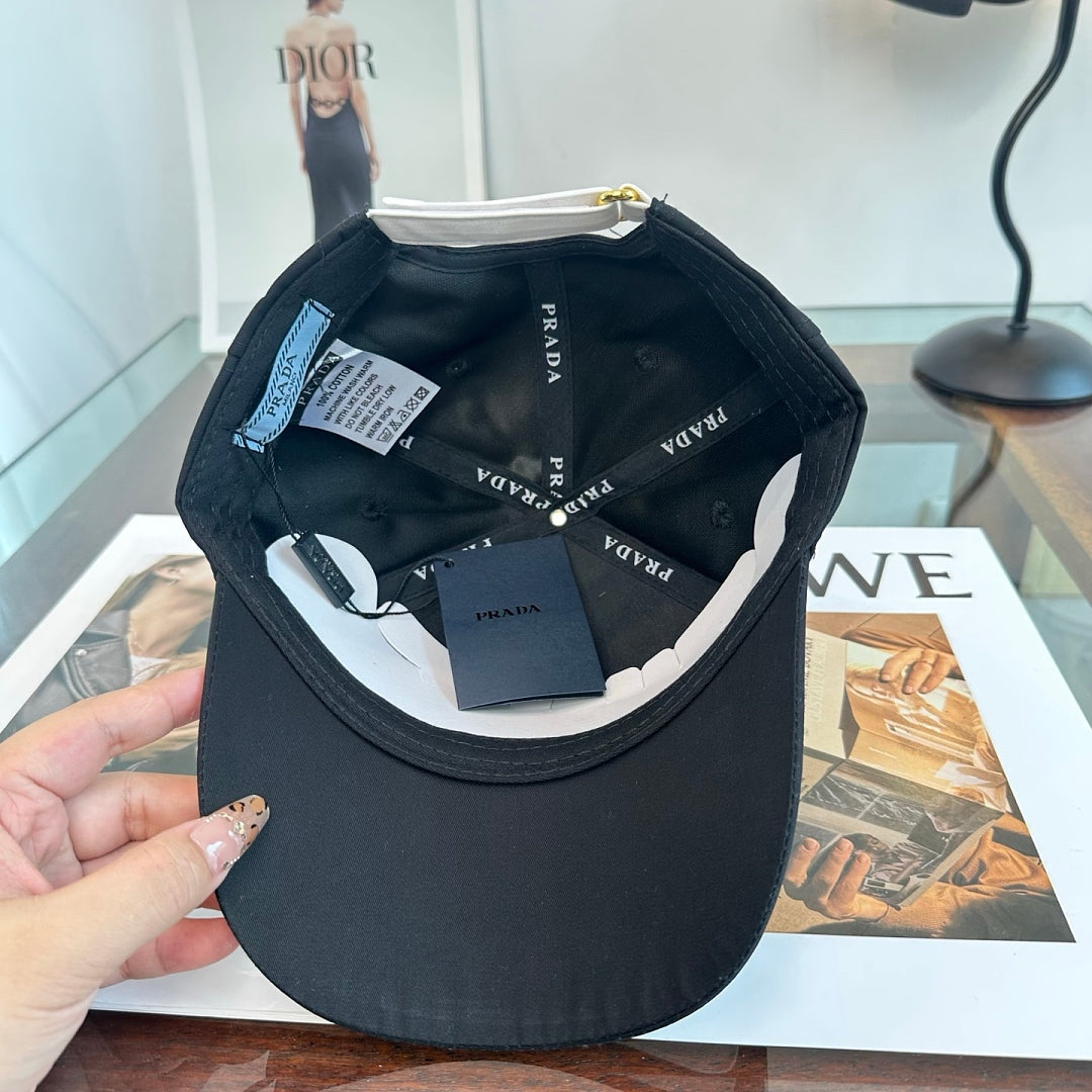 Prada Milano baseball cap in black and white — high-resolution view 3