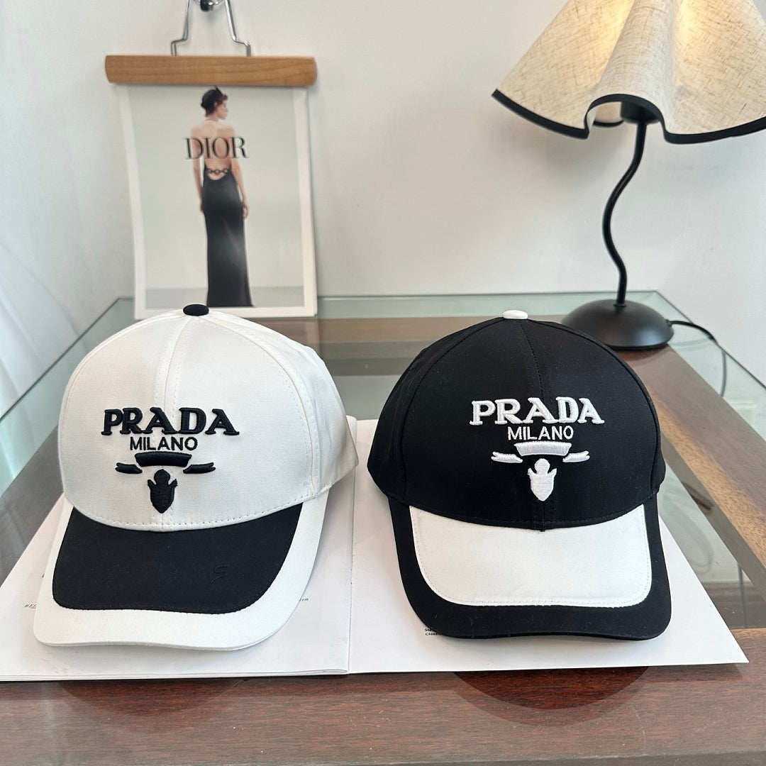 Prada Milano baseball cap in black and white — high-resolution view 6