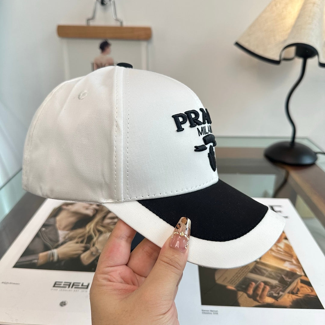 Prada Milano baseball cap in black and white — high-resolution view 8