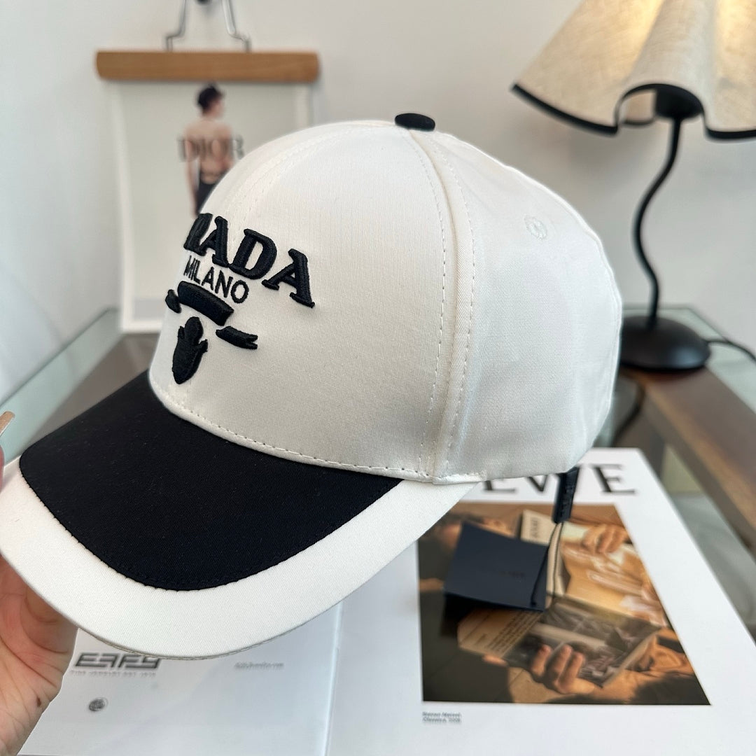 Prada Milano baseball cap in black and white — high-resolution view 9