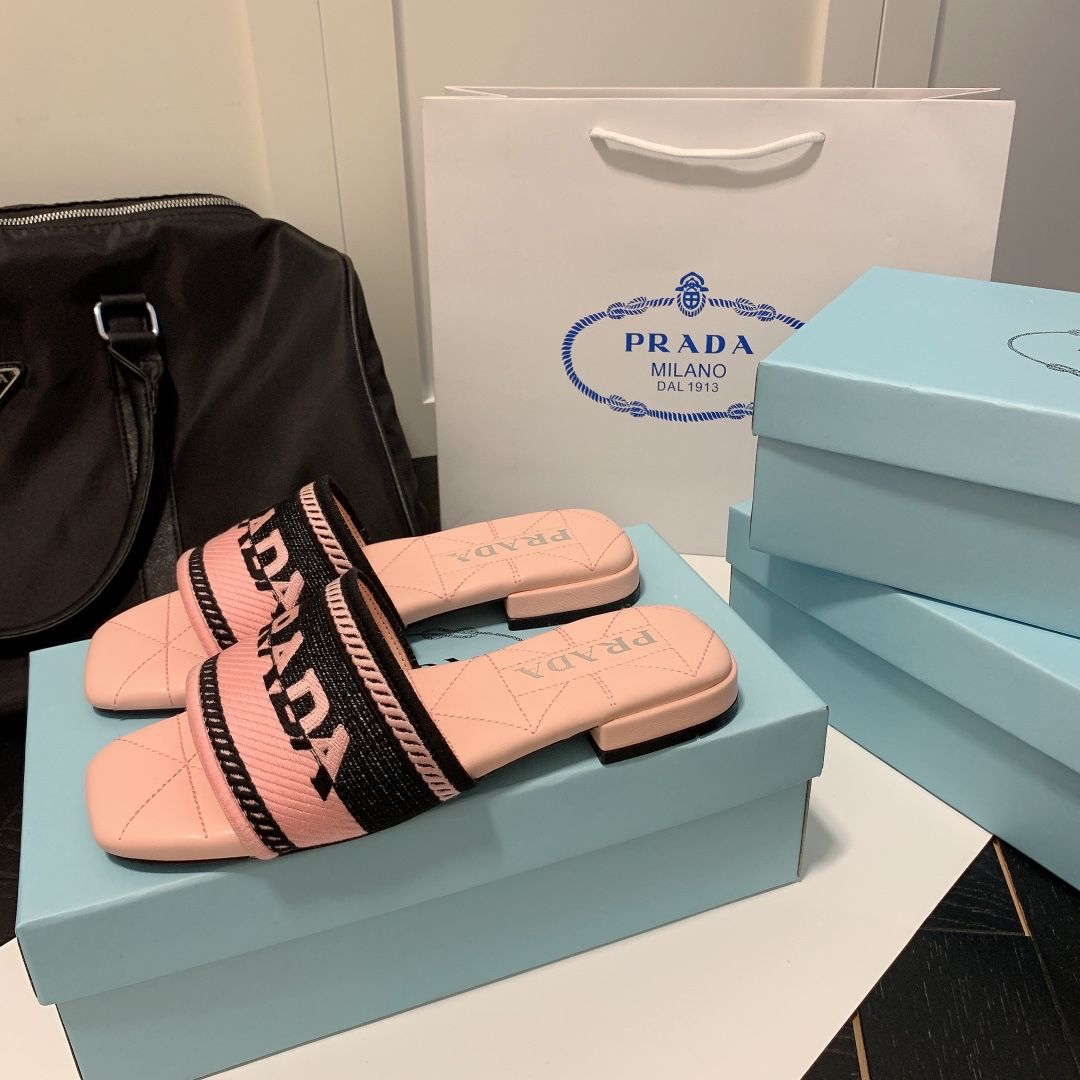 Prada Monogram Embroidered Flat Slippers – slippers product image 2
