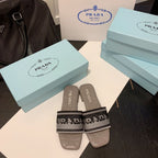 Prada Monogram Embroidered Flat Slippers – slippers product image 3