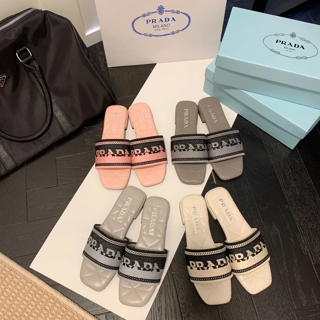 Prada Monogram Embroidered Flat Slippers – slippers product image 9
