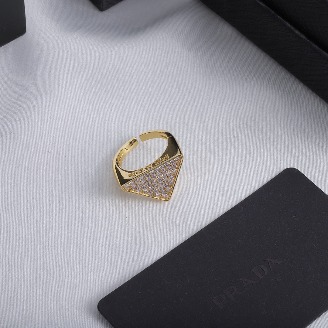 Prada Statement Crystal Triangle Open Ring – Luxury Designer Jewelry – product image 2