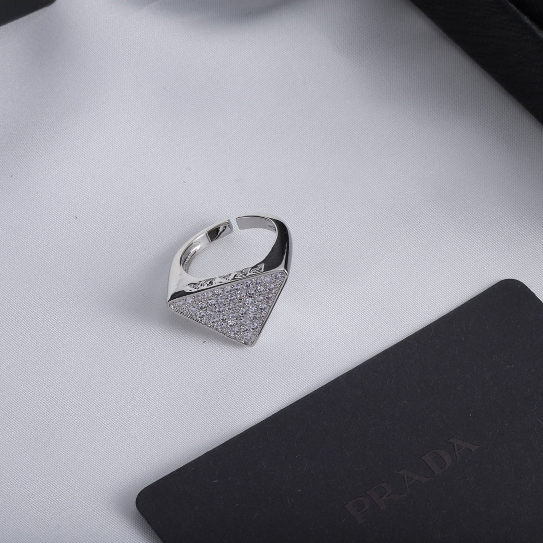 Prada Statement Crystal Triangle Open Ring – Luxury Designer Jewelry – product image 4
